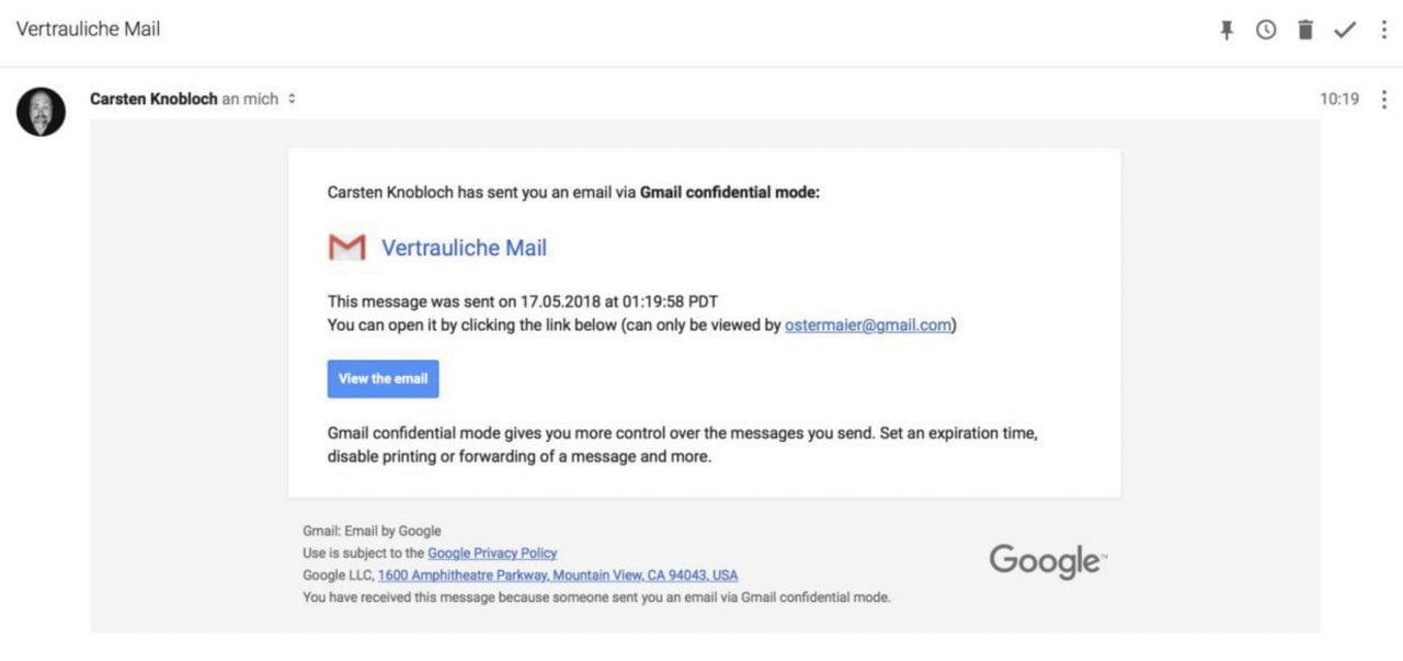 Gmail: Vertrauliche E-Mails Senden Und öffnen Startet In Deutschland ...