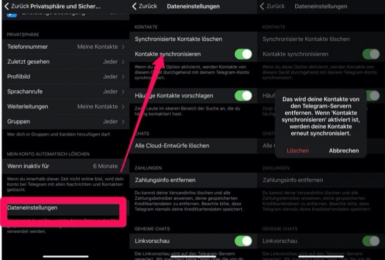 TelegramTipp Fremde Kontakte aus eigener Kontaktliste löschen