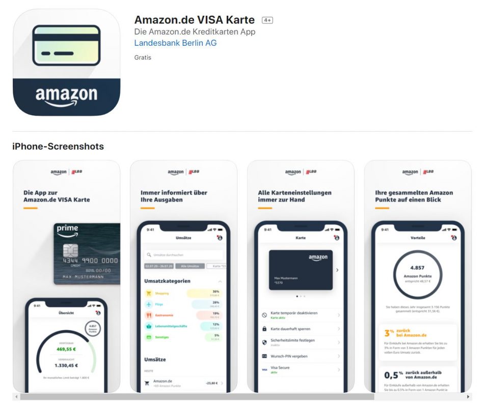 Amazon Visa iOSApp ist ab sofort verfügbar