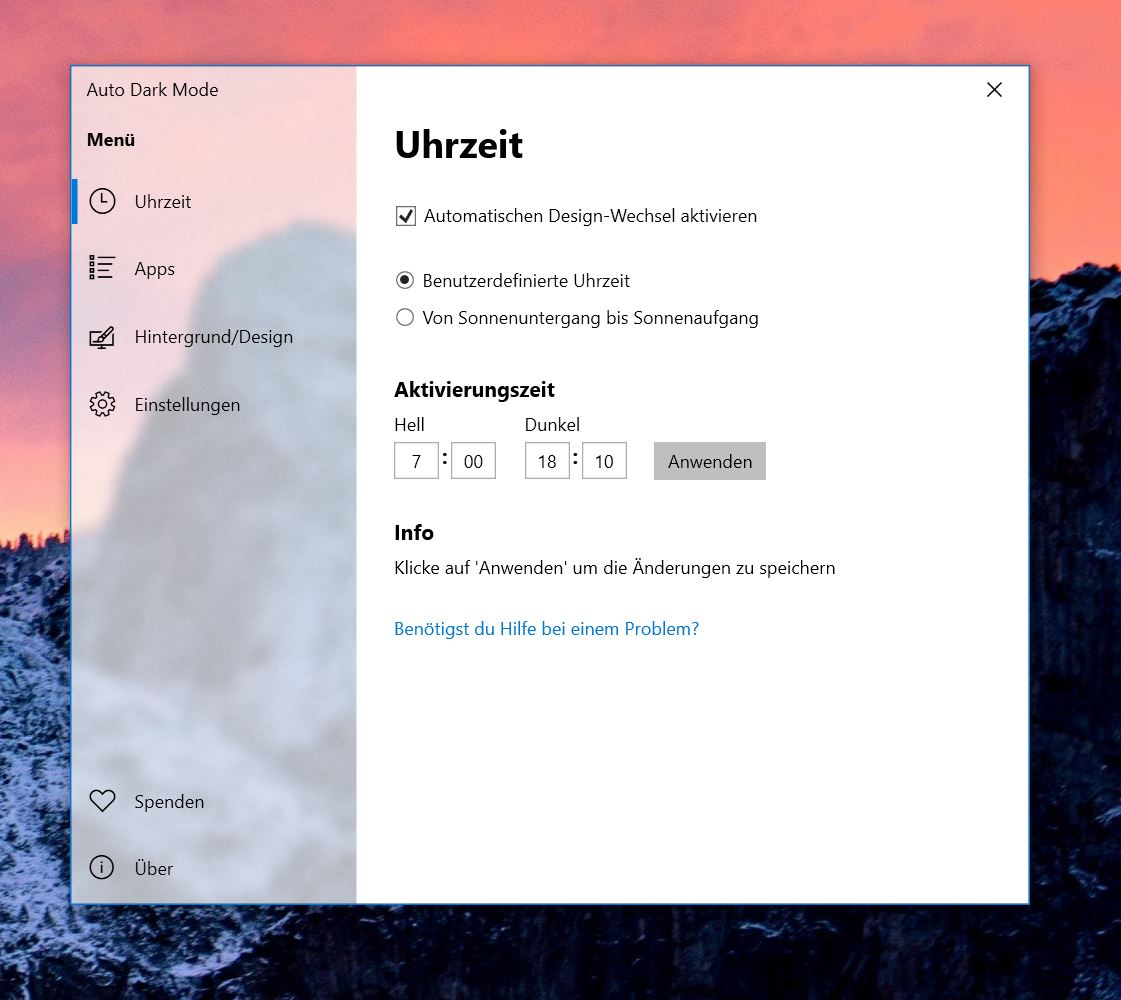 Windows 10 Auto Dark Mode: Kostenloses Tool rüstet automatischen