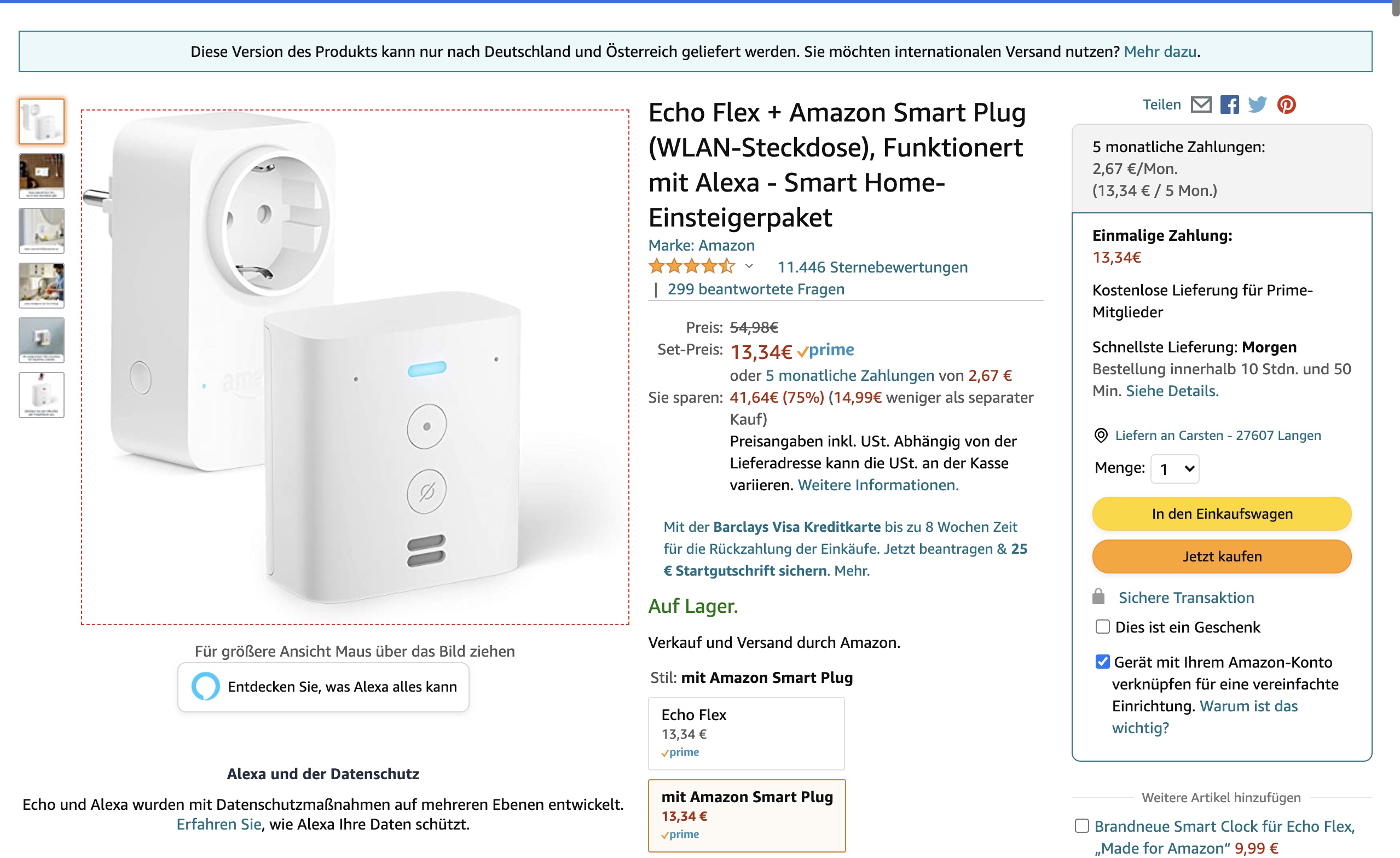 Smart Plug, Smart Home WLAN-Steckdose mit Alexa- und