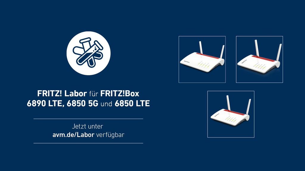 Labor-Update 6890 LTE und FRITZ!Box LTE, 6850 mit 6850 5G
