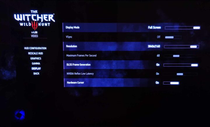 In "The Witcher 3: Wild Hunt" ist die Frame-Generation-Option separat in den Display-Settings zu finden.