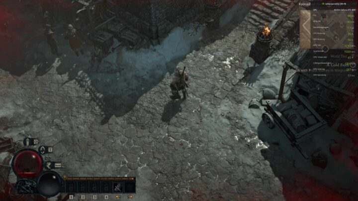Hier seht ihr "Diablo IV" mit DLSS 3 (Qualität, Frame-Generierung: An) in maximalen Settings.