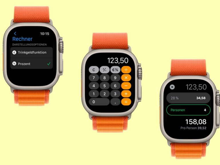 Apple Watch Rechnung aufteilen und Trinkgeld berechnen