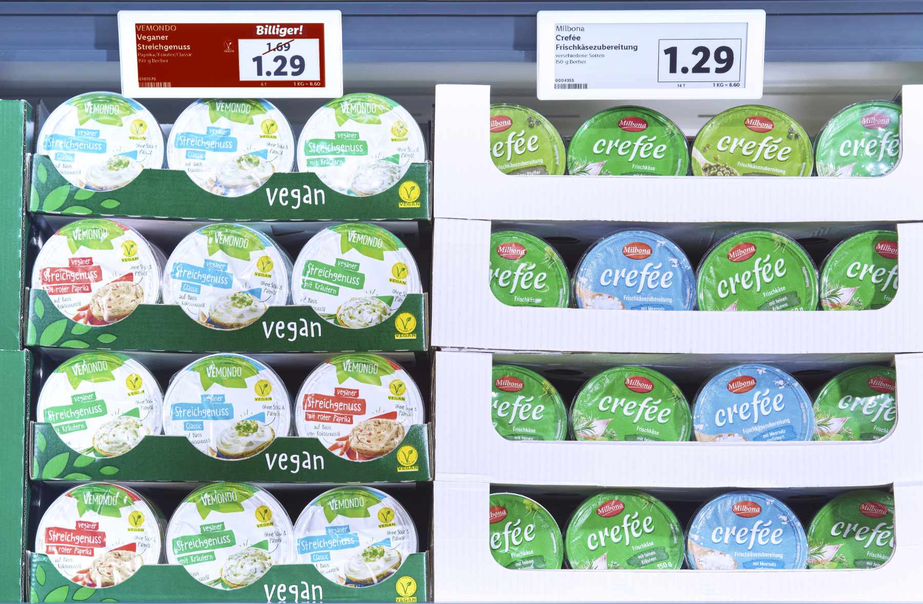Lidl passt die Preise von veganen Ersatzprodukten an Fleisch an
