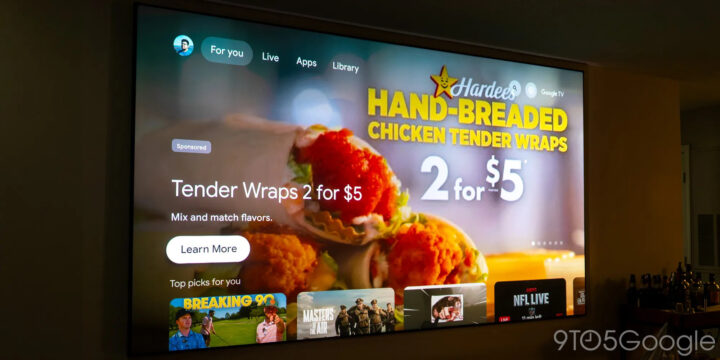 Google TV zeigt in den USA jetzt Fast-Food-Werbung auf dem Homescreen.