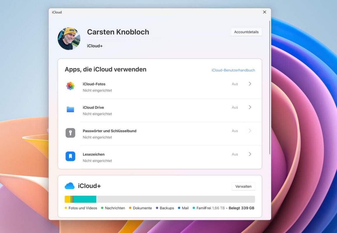 iCloud für Windows mit neuem Design
