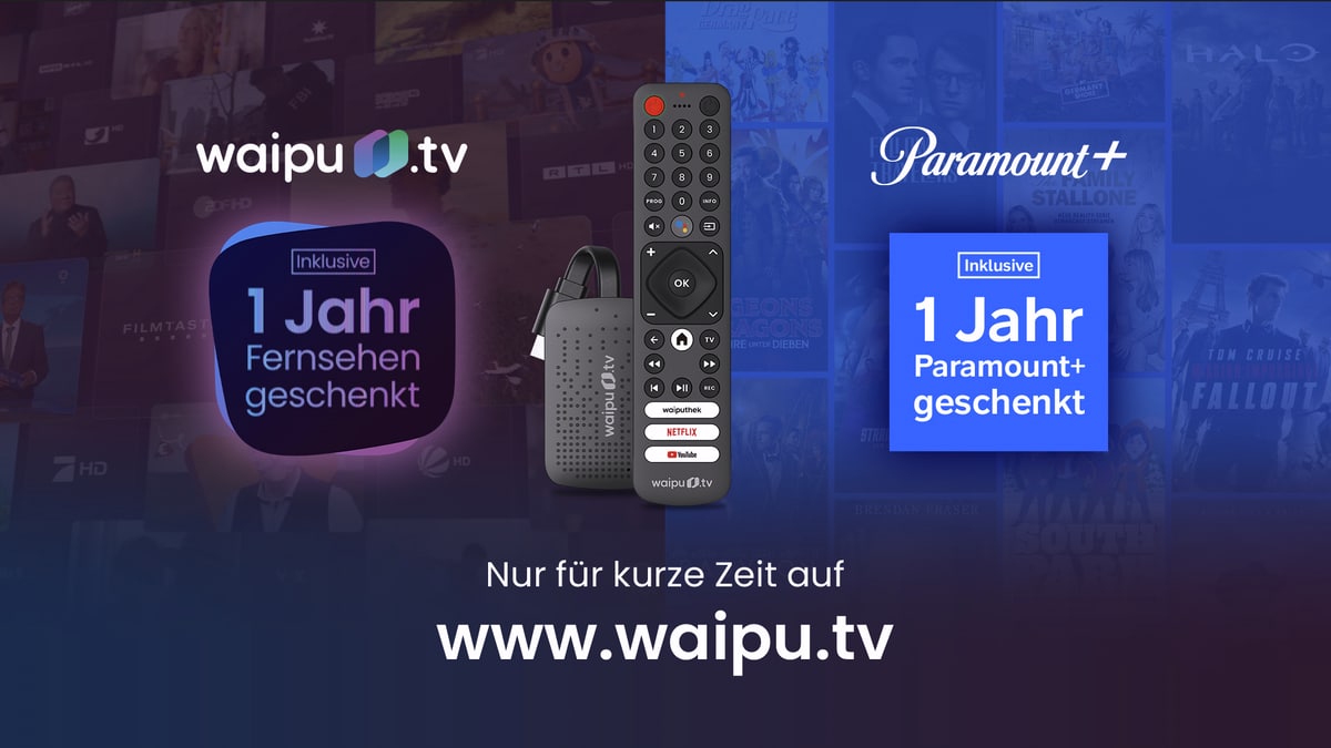 60 Euro: waipu-Aktion: 1 Jahr Perfect Plus und Paramount+ nebst Stick