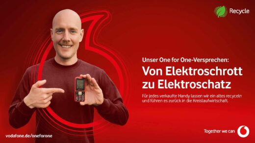 Vodafone schickt über die Initiative One For One gebrauchte Smartphones in die Wiederverwertung.