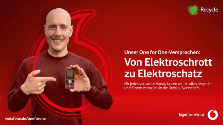 Vodafone schickt über die Initiative One For One gebrauchte Smartphones in die Wiederverwertung.