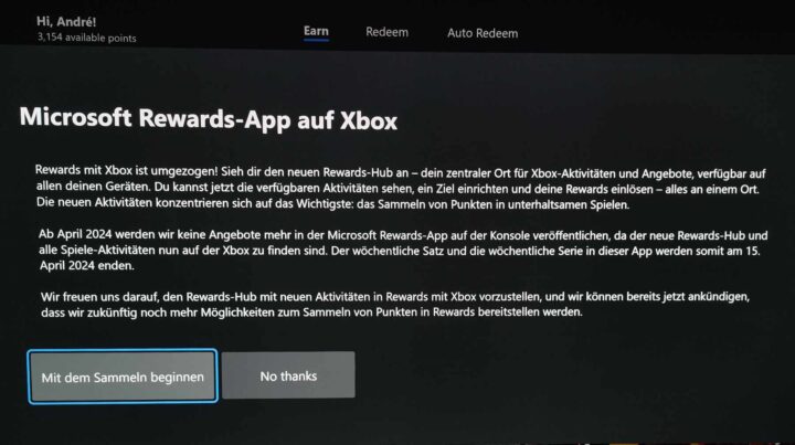 Dieser Hinweis erwartet euch bereits in der Rewards-App für Xbox.