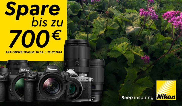 Nikon ermöglicht über eine Sofortrabatt-Aktion bis zu 700 Euro Ersparnis.