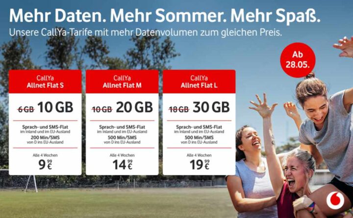 Vodafone wertet seine CallYa-Tarife auf.