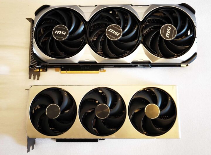 Oben die GeForce RTX 4080, unten die GeForce RTX 5080.
